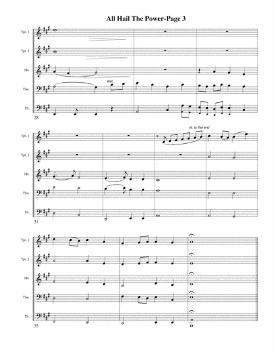All Hail the Power of Jesus' Name (Coronation) for Brass Quintet Brass Quintet scores gallery preview page 3