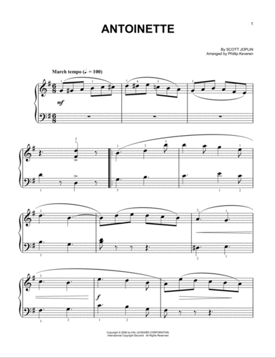 Antoinette Antoinette Easy Piano scores gallery preview page 1