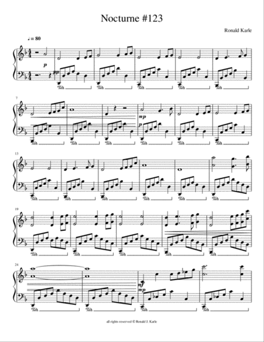 Nocturne #123 by: Ronald J. Karle Piano Method scores gallery preview page 2