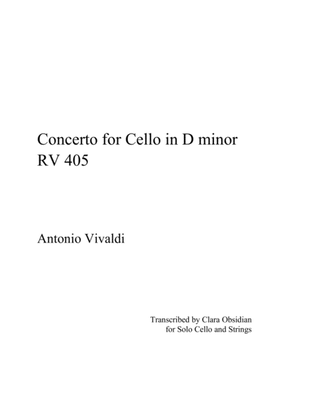 Book cover for A. Vivaldi: Cello Concerto in D minor, RV. 405