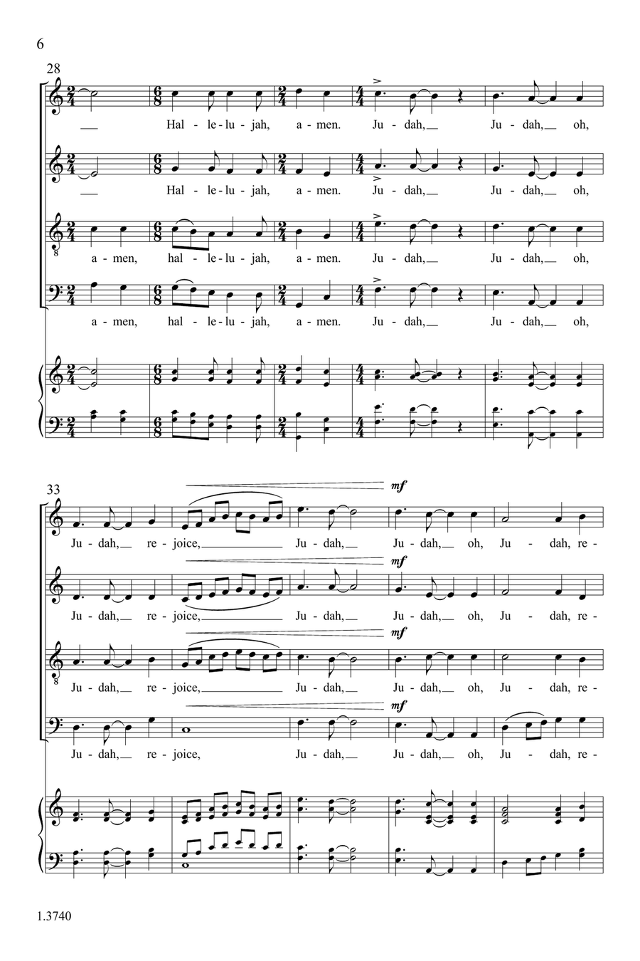 Hallelujah, Amen 4-Part scores gallery preview page 6