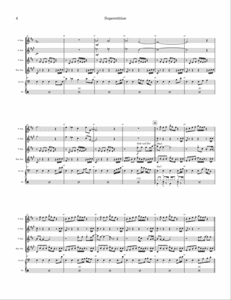 Superstition Saxophone Quartet scores gallery preview page 4