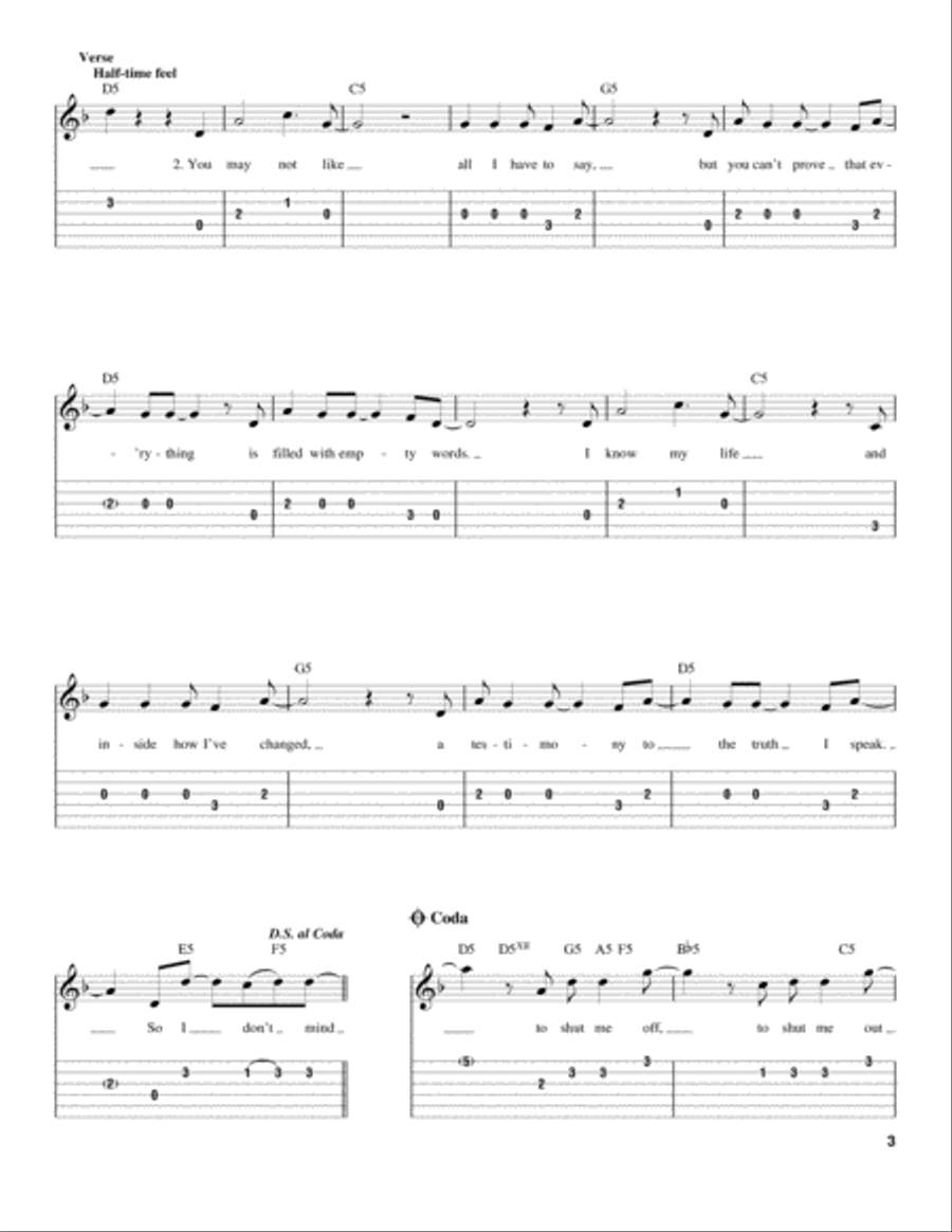 Shut Me Out Acoustic Guitar scores gallery preview page 3