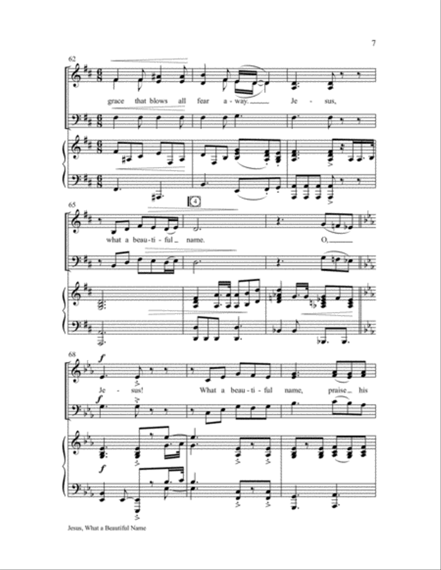 Jesus, What a Beautiful Name 3-Part scores gallery preview page 7