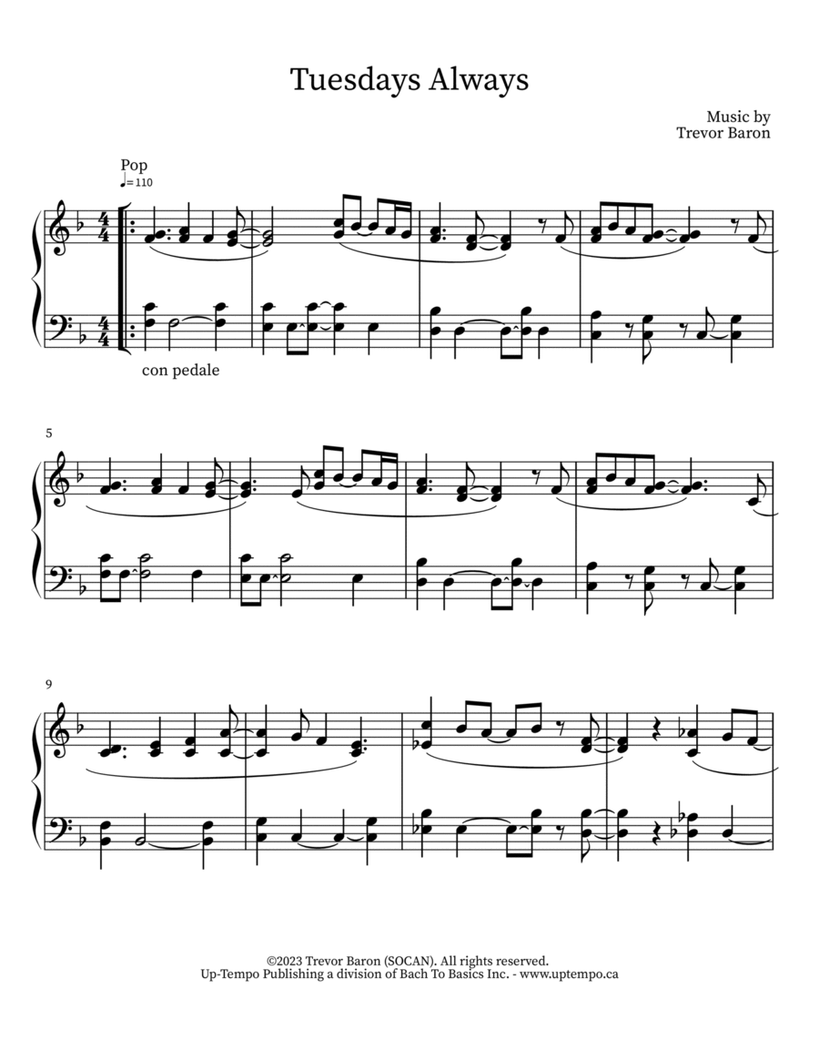 Tuesdays Always Tuesdays Always Piano Solo scores gallery preview page 1