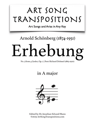 Book cover for SCHÖNBERG: Erhebung, Op. 2 no. 3 (transposed to A major)