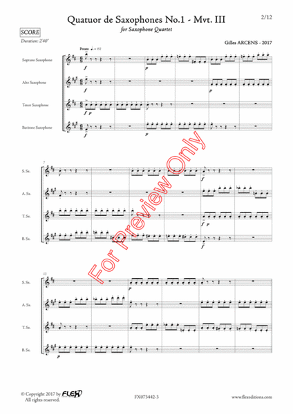Quatuor De Saxophones No. 1 - mvt III image number null