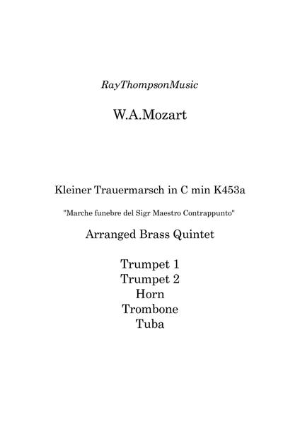 Mozart: Kleiner Trauermarsch in C min (Little Funeral March) K453a - brass quintet image number null