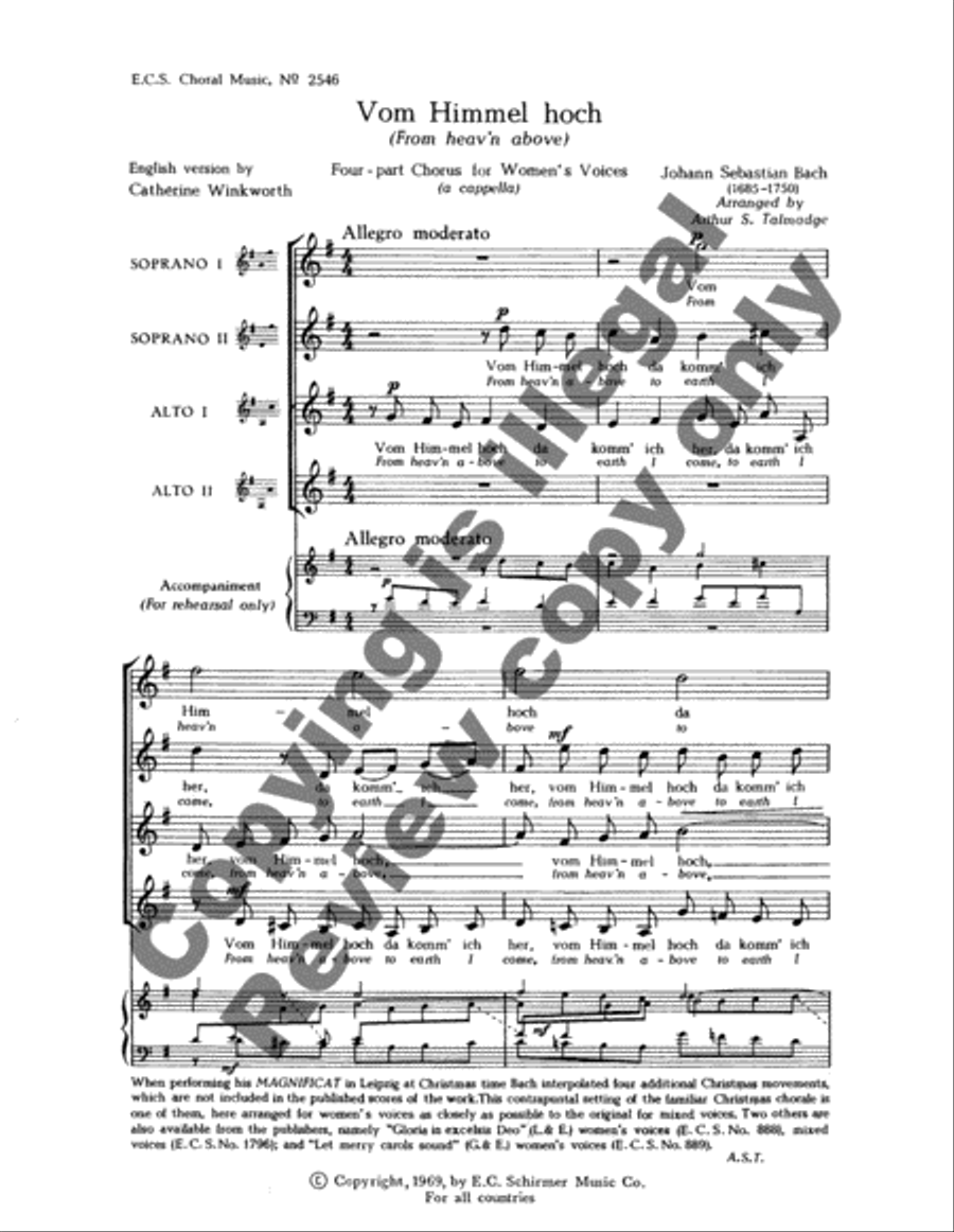 Magnificat: Vom Himmel hoch (From Heav'n Above) SSAA scores gallery preview page 3