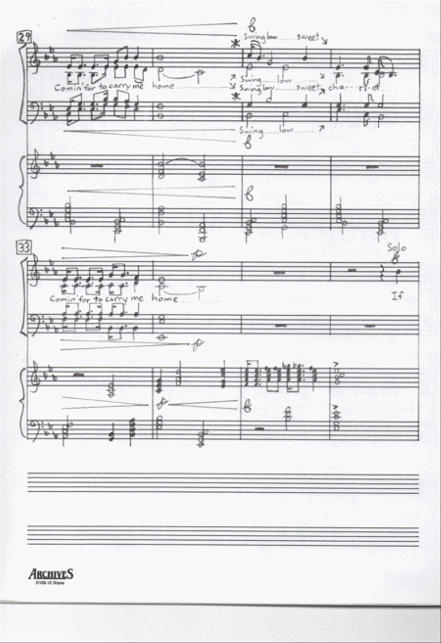 Swing Low, Sweet Chariot (SATB with solo) 4-Part scores gallery preview page 3