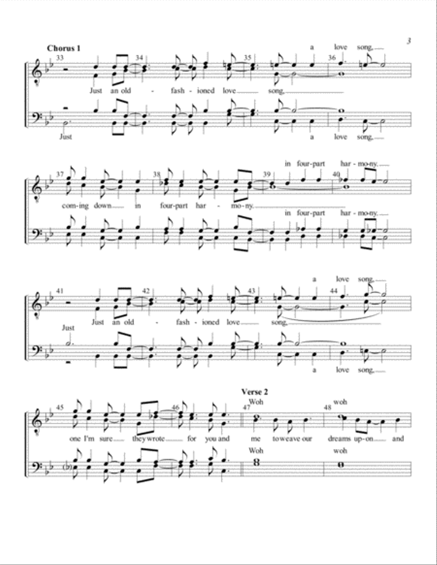 An Old Fashioned Love Song TTBB scores gallery preview page 3