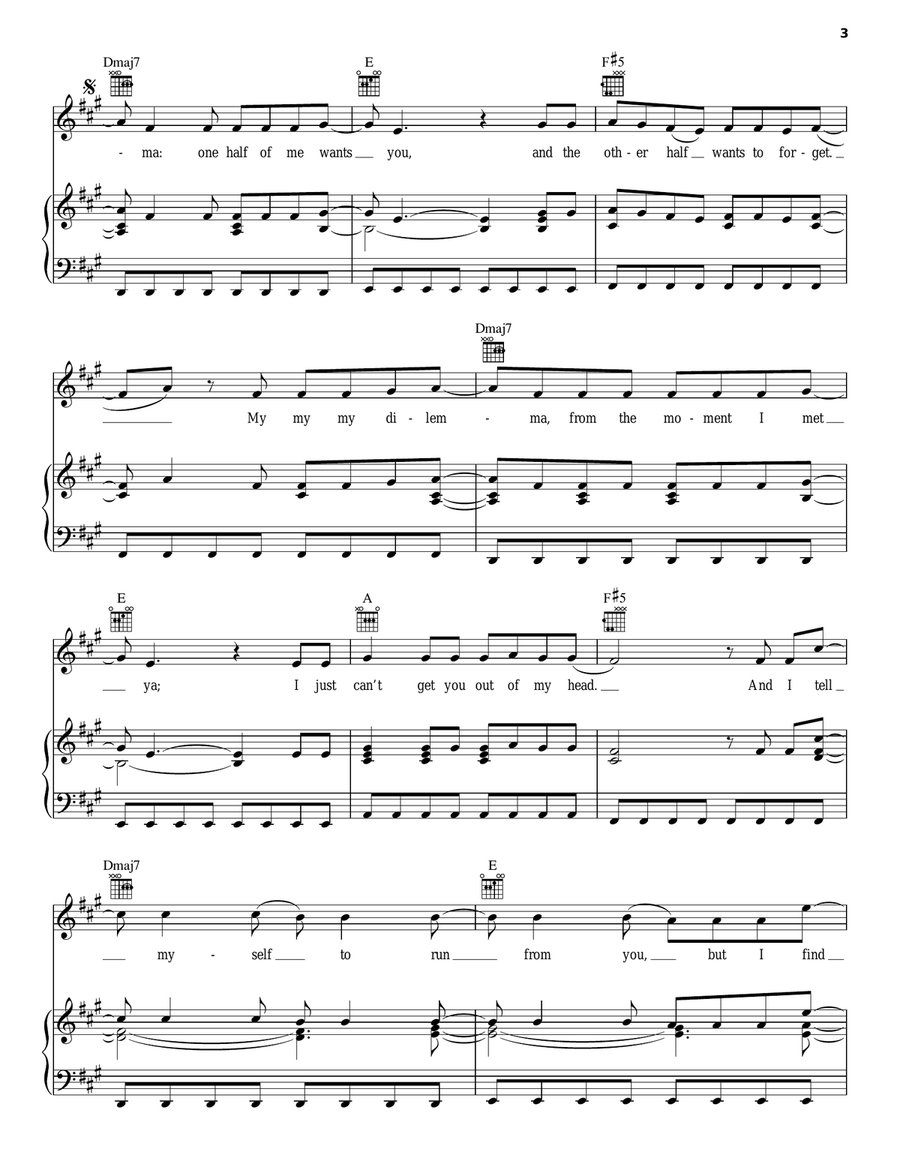 My Dilemma Piano, Vocal, Guitar scores gallery preview page 3