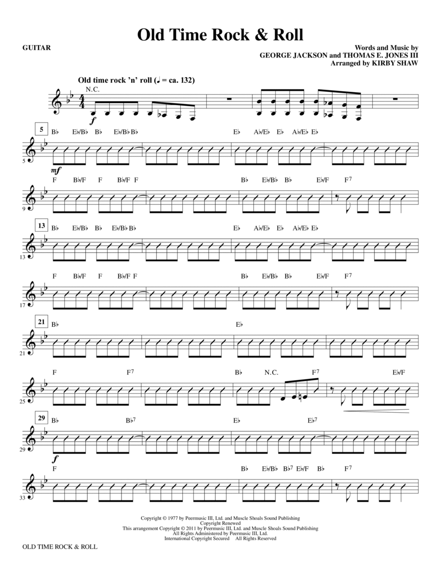 Old Time Rock & Roll - Guitar Choir scores gallery preview page 1