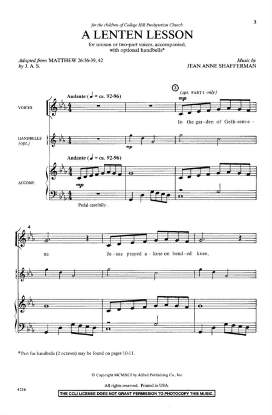 A Lenten Lesson Unison Choir scores gallery preview page 3