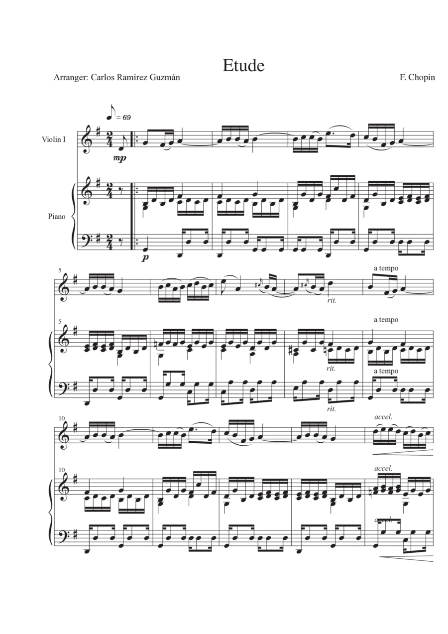 Etude Op.10 N.3 Chamber Music scores gallery preview page 1