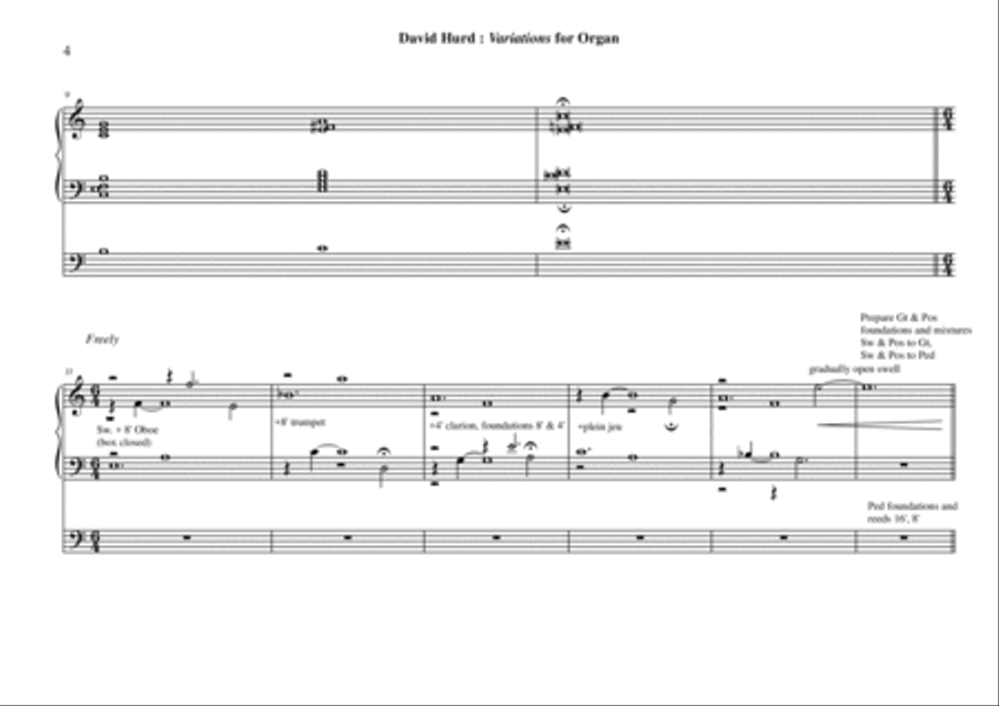 David Hurd: Variations for organ Organ Solo scores gallery preview page 4