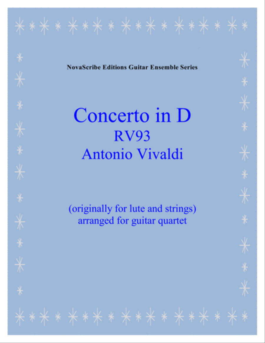 Lute Concerto in D R.V. 93 arr. for guitar quartet