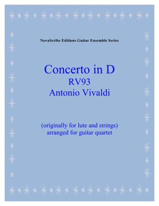 Lute Concerto in D R.V. 93 arr. for guitar quartet