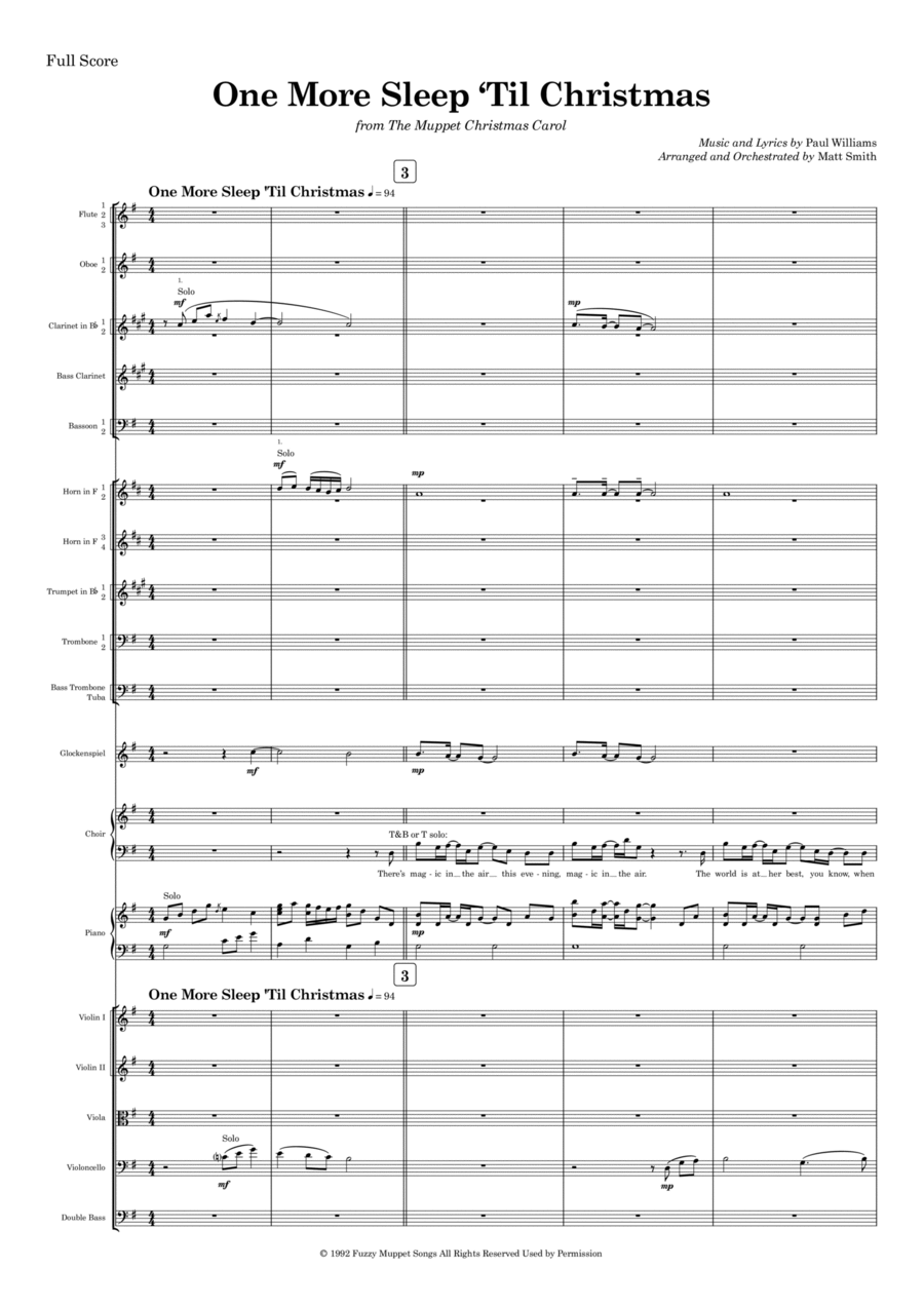 One More Sleep 'til Christmas Full Orchestra scores gallery preview page 1