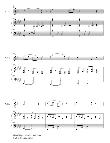 SILENT NIGHT (Duet – Alto Sax and Piano/Score and Parts) image number null