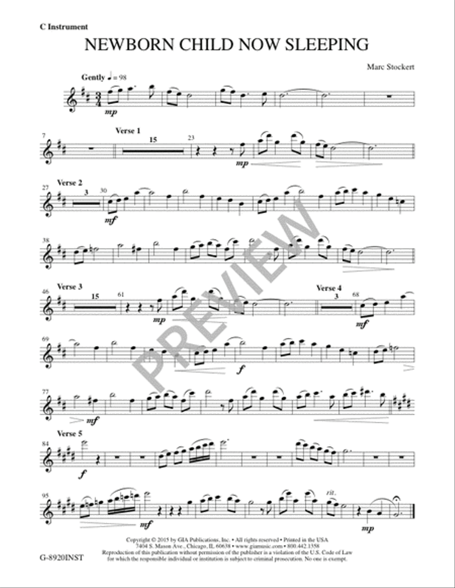 Newborn Child Now Sleeping - Instrument edition Cello scores gallery preview page 2