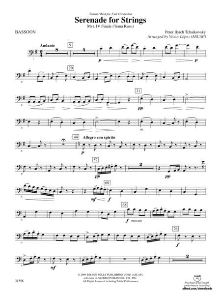 Serenade for Strings Mvt. IV Finale (Tema Ruso): Bassoon