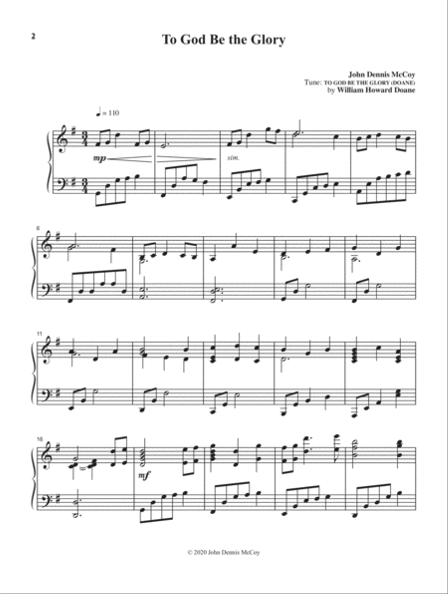 To God Be the Glory Piano Solo scores gallery preview page 2