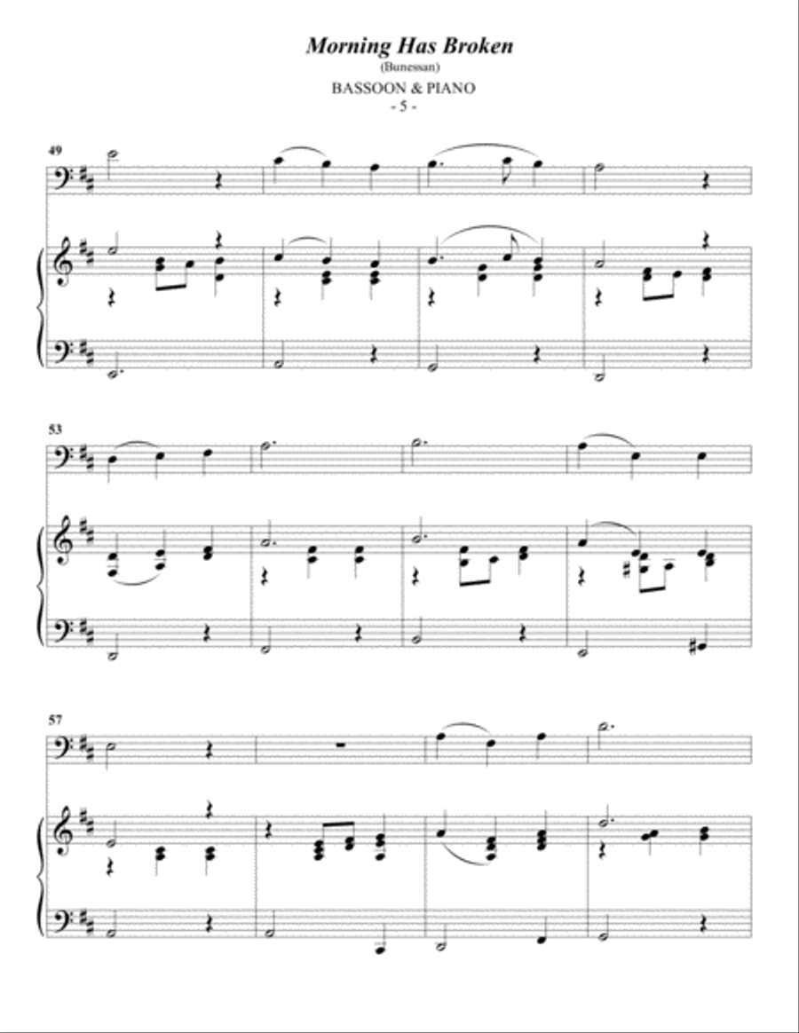 Morning Has Broken Bassoon scores gallery preview page 5