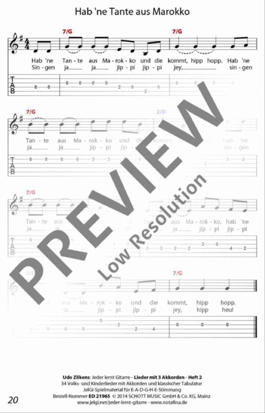Jeder lernt Gitarre - Lieder mit 3 Akkorden Heft 2 Classical Guitar scores gallery preview page 21