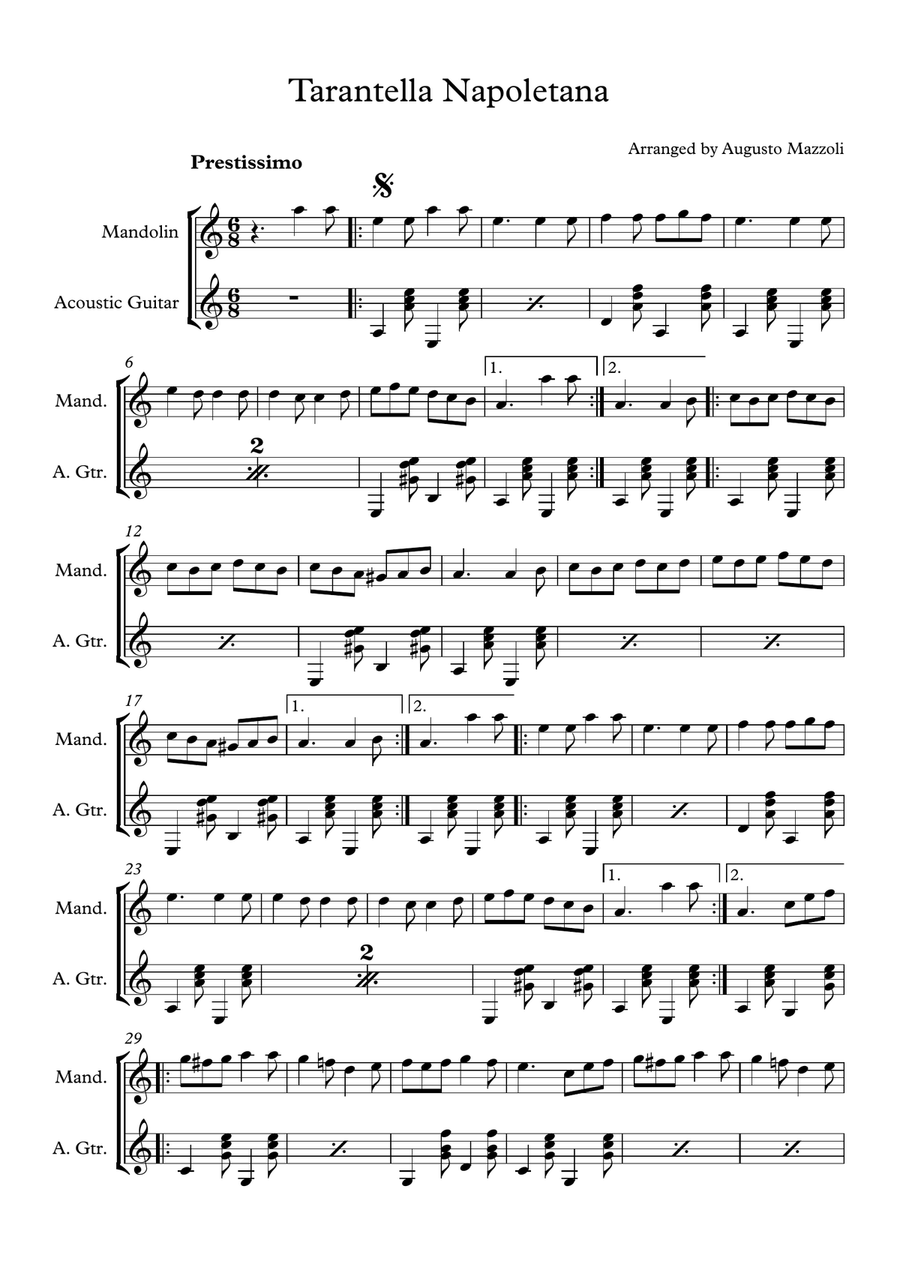 Tarantella Napoletana Acoustic Guitar scores gallery preview page 1
