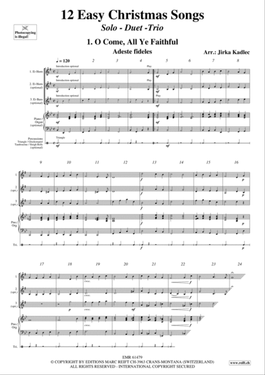 12 Easy Christmas Songs Brass Duet scores gallery preview page 3