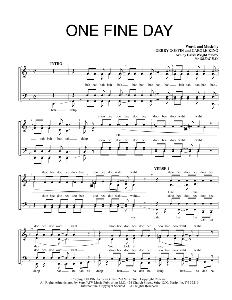 One Fine Day SSAA scores gallery preview page 1