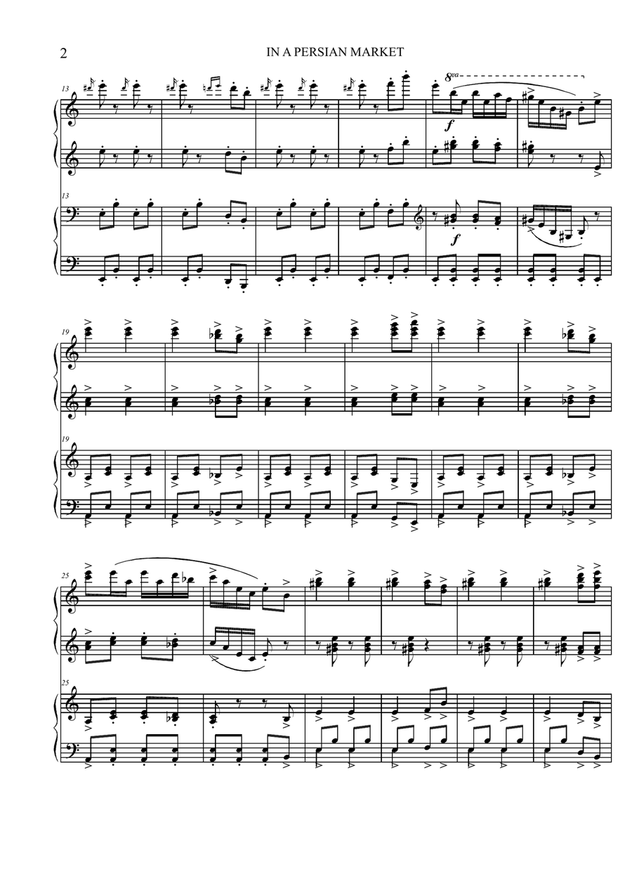 IN A PERSIAN MARKET (Piano 4-hands) Piano Duet scores gallery preview page 2