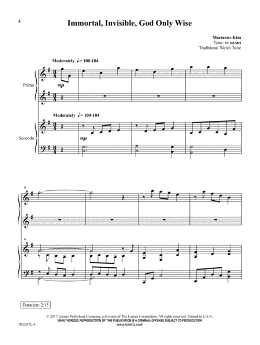 Everlasting Arms Piano Duet scores gallery preview page 2