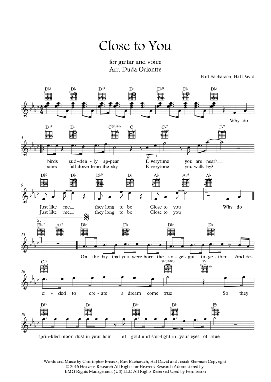 Close To You Close To You Acoustic Guitar scores gallery preview page 1