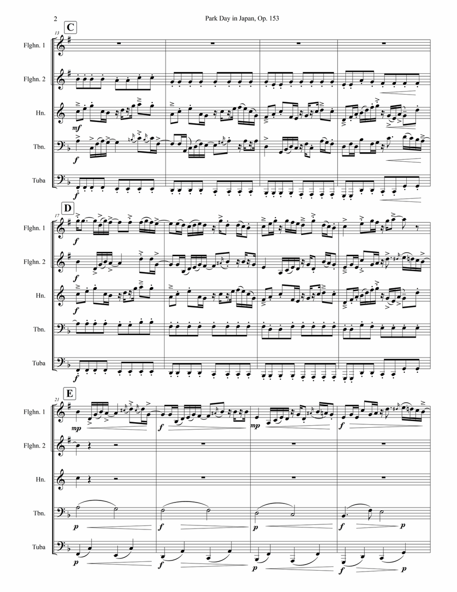 Park Day in Japan, Op. 153 Brass Quintet scores gallery preview page 6