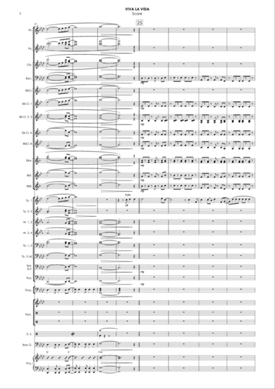 Viva La Vida Concert Band scores gallery preview page 6
