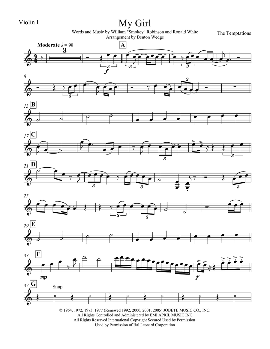 My Girl String Quartet scores gallery preview page 1