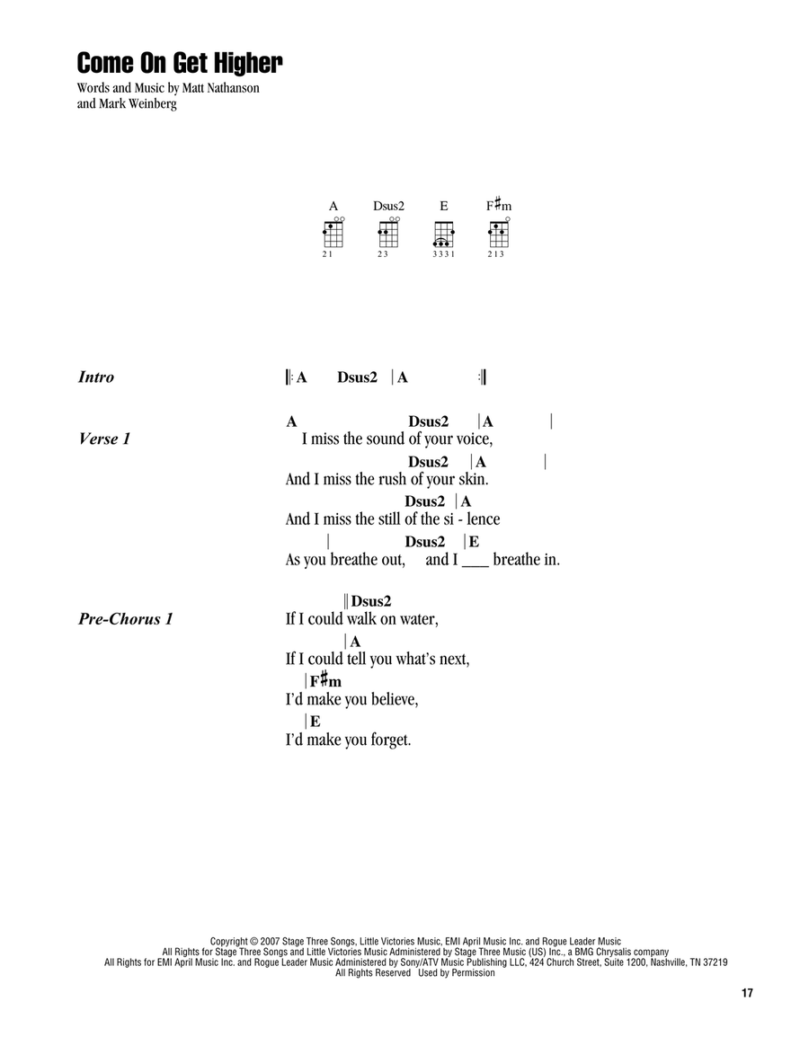Come On Get Higher Ukulele scores gallery preview page 1