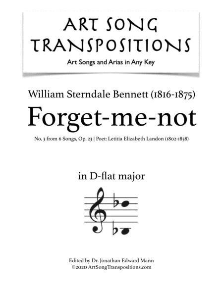 BENNETT: Forget-me-not, Op. 23 no. 3 (transposed to D-flat major)