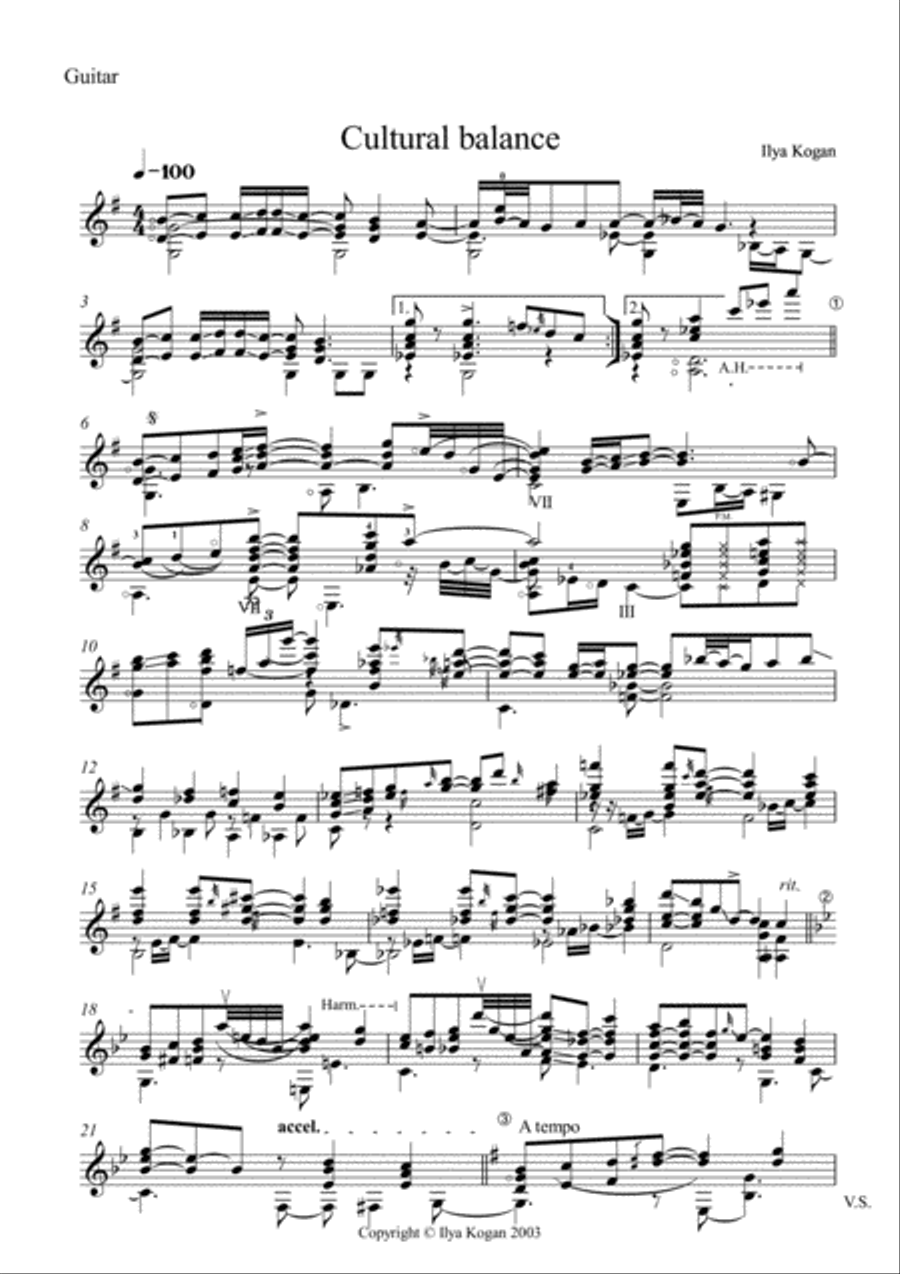 Cultural balance Electric Guitar scores gallery preview page 1