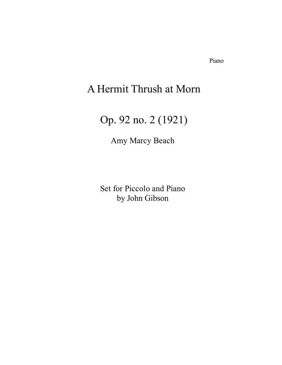 Amy Beach - Hermit Thrush set for Piccolo and Piano Piccolo scores gallery preview page 4