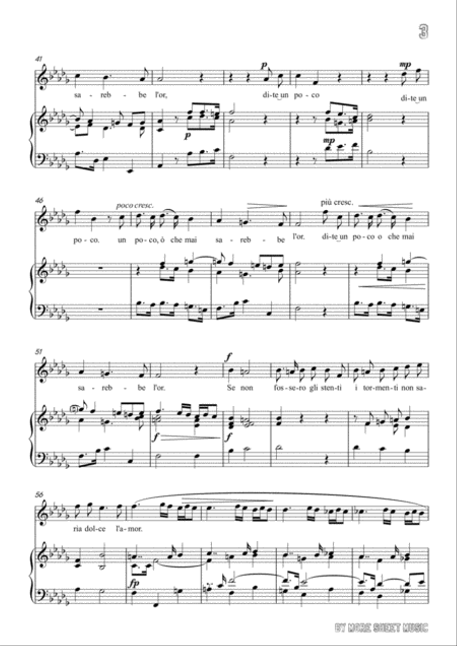 Perti-Se non fossero gli stenti in b flat minor,for Voice and Piano Voice Solo scores gallery preview page 5