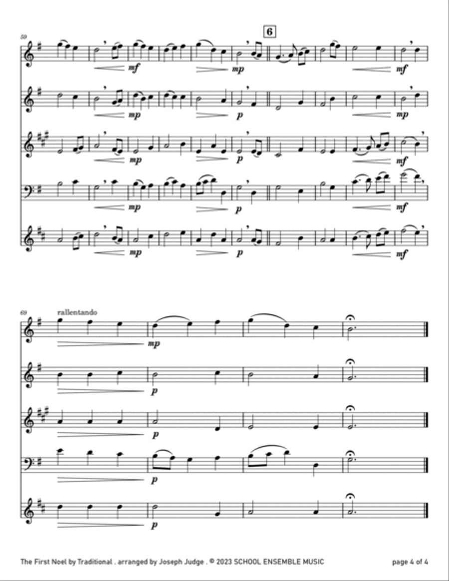 The First Noel for Woodwind Quartet in Schools Woodwind Quartet scores gallery preview page 4