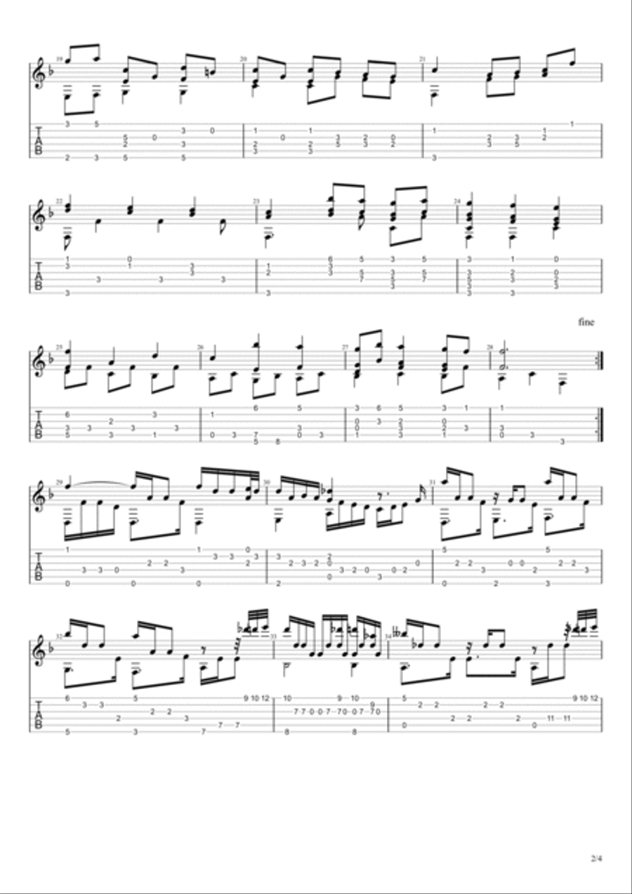 Orfeo ed Eurydice, Act III, no. 29, Dance of the Blessed Spirits (Christoph Willibald Gluck) Acoustic Guitar scores gallery preview page 2
