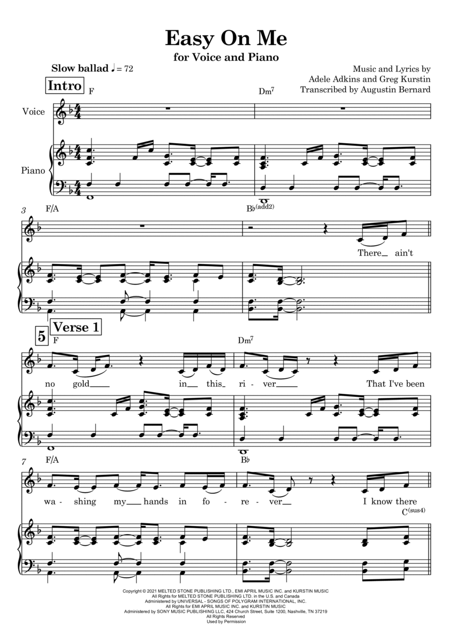 Easy On Me Voice scores gallery preview page 1