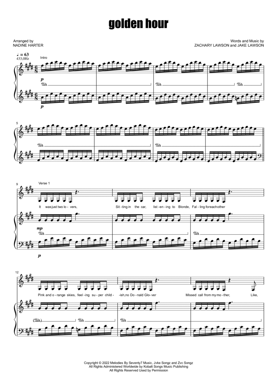 Golden Hour Piano Solo scores gallery preview page 1