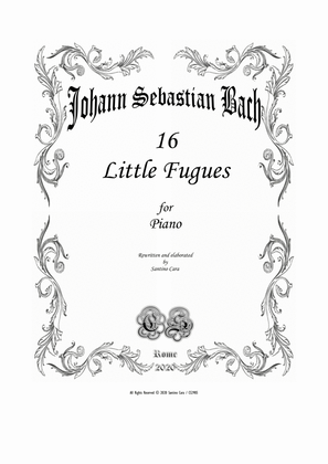 Book cover for Bach - 16 Little Fugues for Piano - Complete scores