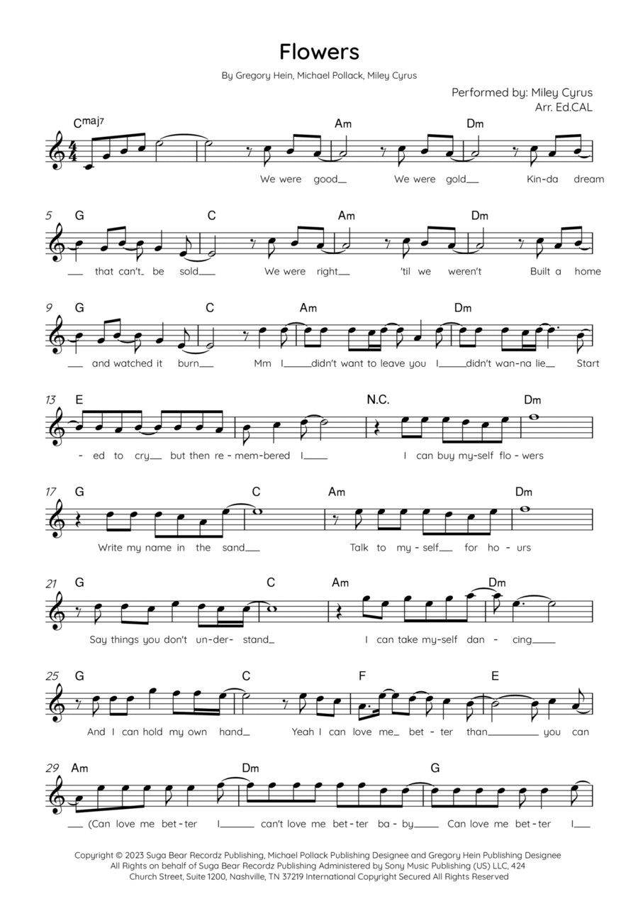 Flowers Piano scores gallery preview page 1