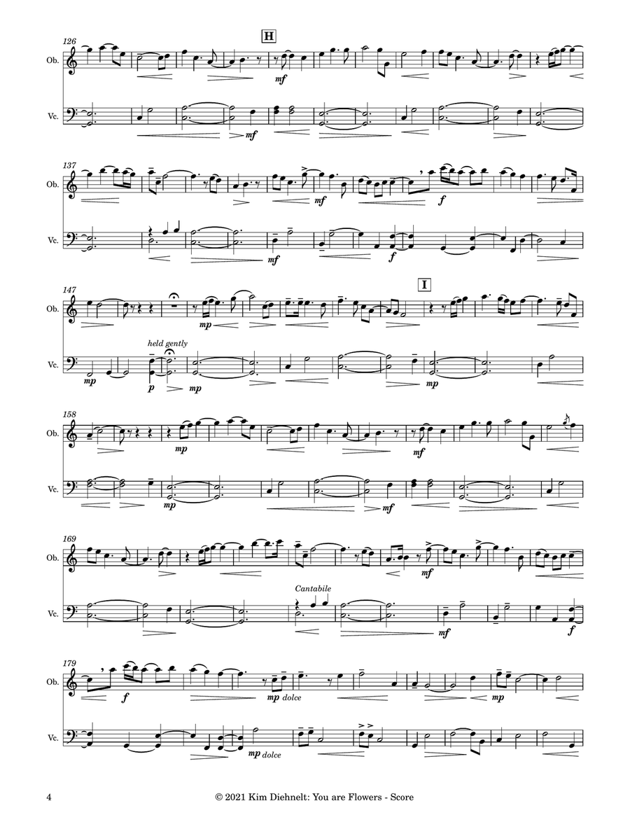 Diehnelt: You Are Flowers (Oboe and Cello) Chamber Music scores gallery preview page 5